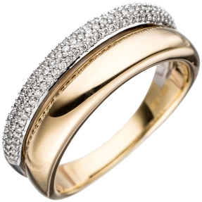 Ring 101 Diamanten Brillanten 0.3Ct W/SI 585 Gold Gelbgold & Weißgold