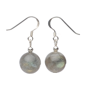 Ohrringe Ohrhänger aus echtem Labradorit & 925 Silber grau mit blau-grün Damen