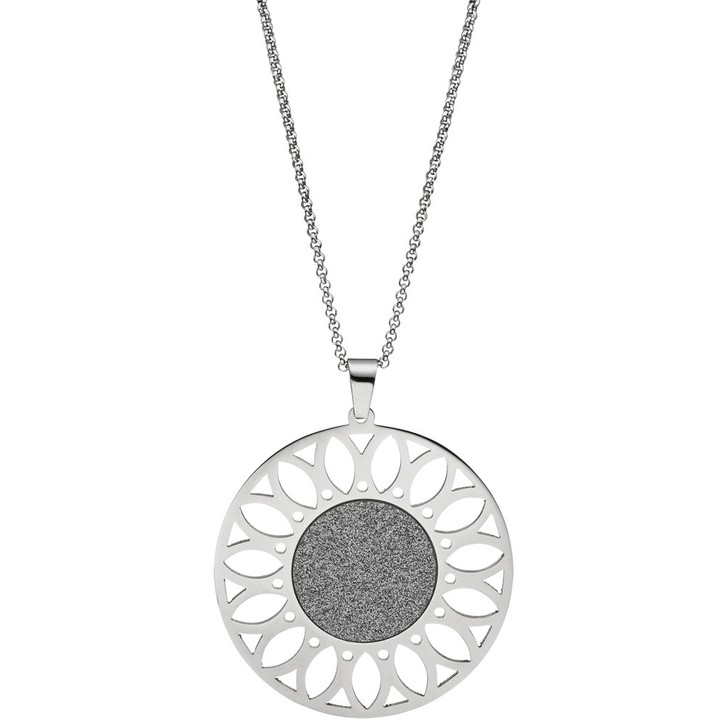 Collier mit Anhänger Sonnenblume Edelstahl 80cm