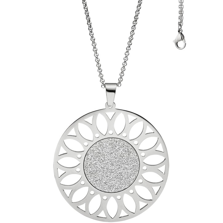 Collier mit Anhänger Sonnenblume Edelstahl 80cm