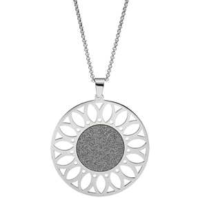 Kette Collier mit Anhänger in Form einer Sonnenblume rund Edelstahl 80cm Kette Collier mit Anhänger in Form einer Sonnenblume rund Edelstahl 80cm