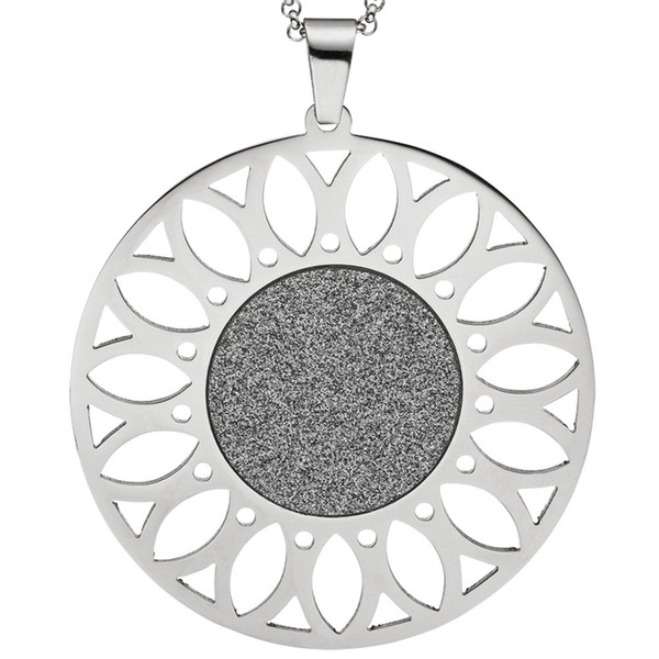 Collier mit Anhänger Sonnenblume Edelstahl 80cm
