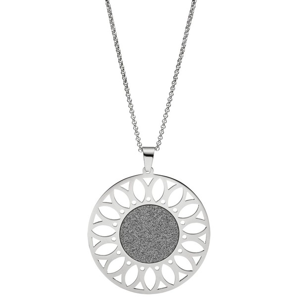Collier mit Anhänger Sonnenblume Edelstahl 80cm