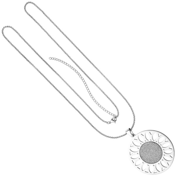 Collier mit Anhänger Sonnenblume Edelstahl 80cm