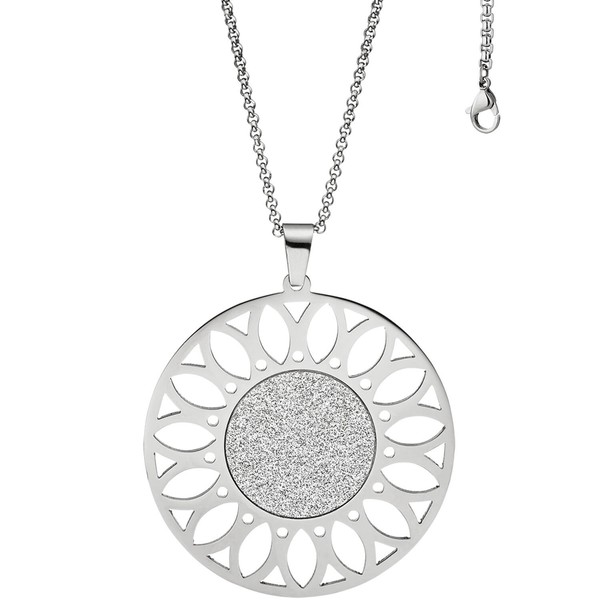 Collier mit Anhänger Sonnenblume Edelstahl 80cm