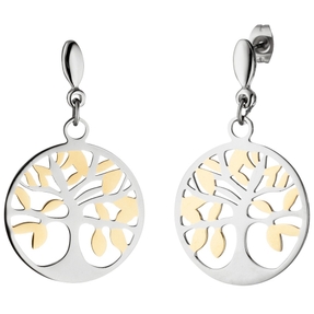 Ohrhänger Ohrringe Ohrschmuck Baum Lebensbaum Edelstahl mit Gelbgoldfarbe