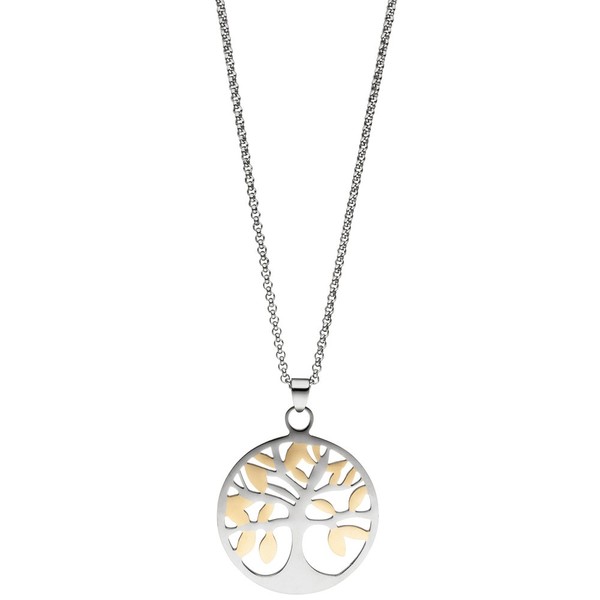 Collier Lebensbaum Edelstahl in Gelbgoldfarbe 46cm