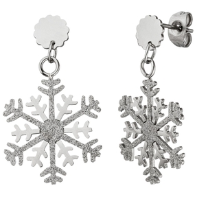 Ohrhänger Ohrringe Ohrschmuck Ohrstecker Schneeflocke mit Glitzern Edelstahl