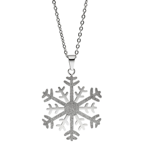 Collier Kette mit Anhänger Schneeflocke mit Glitzern Edelstahl bicolor 42cm Collier Kette mit Anhänger Schneeflocke mit Glitzern Edelstahl bicolor 42cm