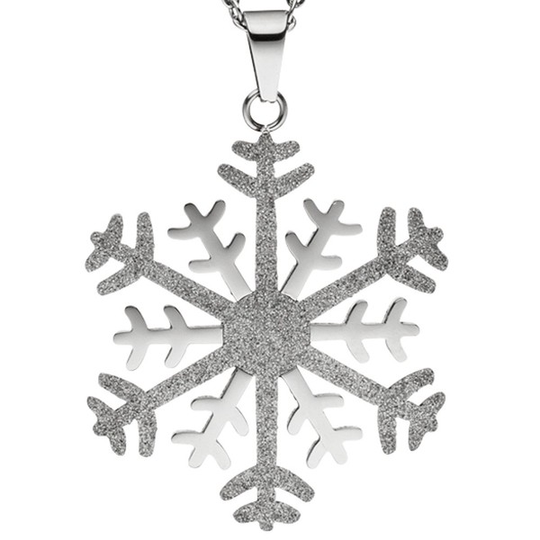 Collier Schneeflocke mit Glitzern Edelstahl 42cm