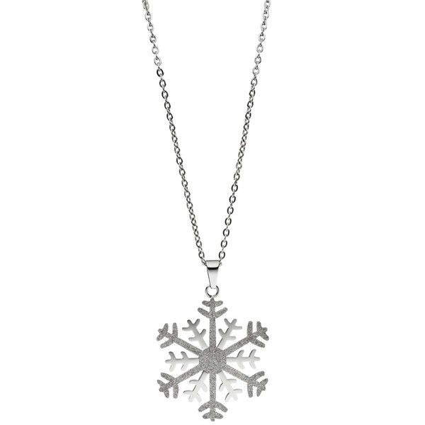 Collier Schneeflocke mit Glitzern Edelstahl 42cm