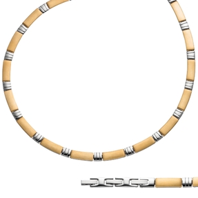 6,4mm Collier Halskette Kette Halsschmuck Edelstahl Goldfarbe bicolor 46-47cm