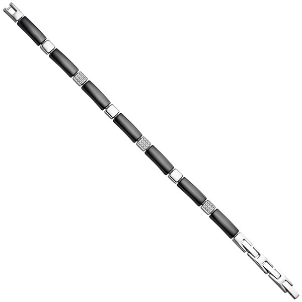 6.3mm Armband Zirkonia und Keramik Edelstahl 21cm