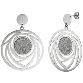 Ohrringe Ohrhänger rund mit Muster Glitzer Glitzereffekt Edelstahl Ohrschmuck