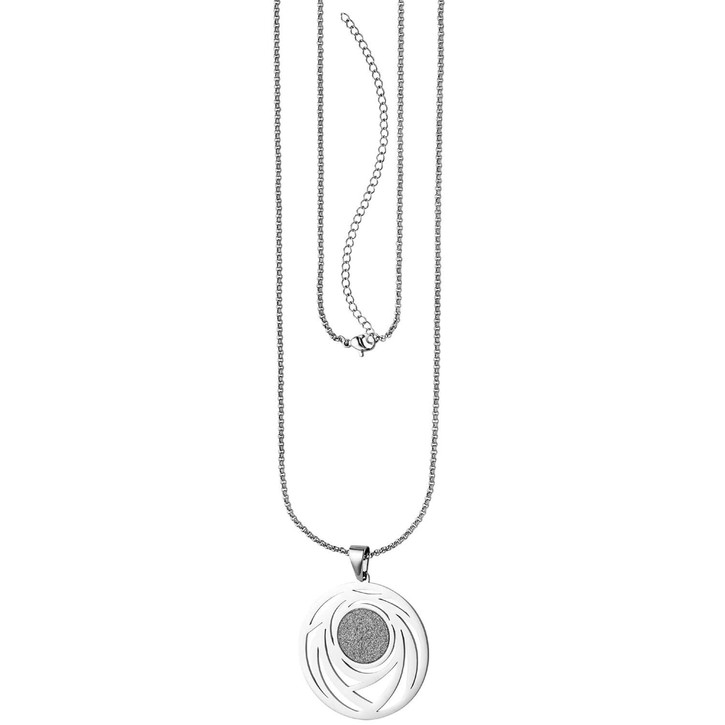 Collier mit Muster und Glitzern Edelstahl 80cm