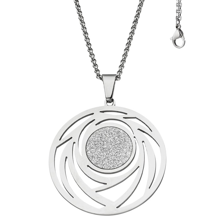 Collier mit Muster und Glitzern Edelstahl 80cm