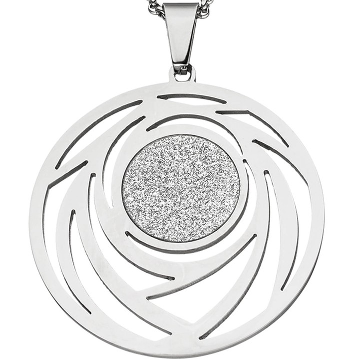 Collier mit Muster und Glitzern Edelstahl 80cm