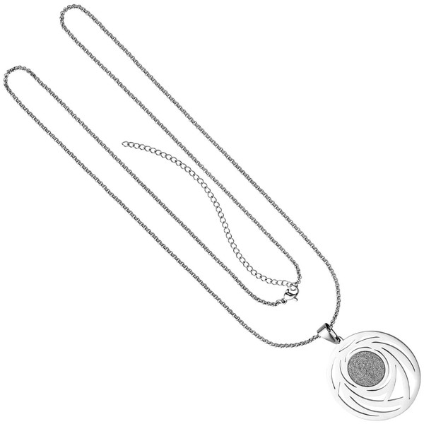 Collier mit Muster und Glitzern Edelstahl 80cm