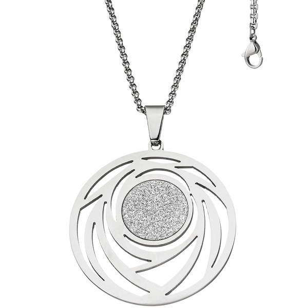 Collier mit Muster und Glitzern Edelstahl 80cm