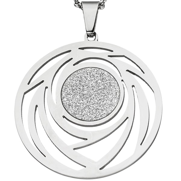 Collier mit Muster und Glitzern Edelstahl 80cm