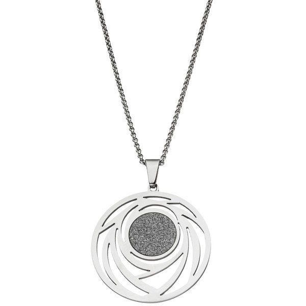 Collier mit Muster und Glitzern Edelstahl 80cm