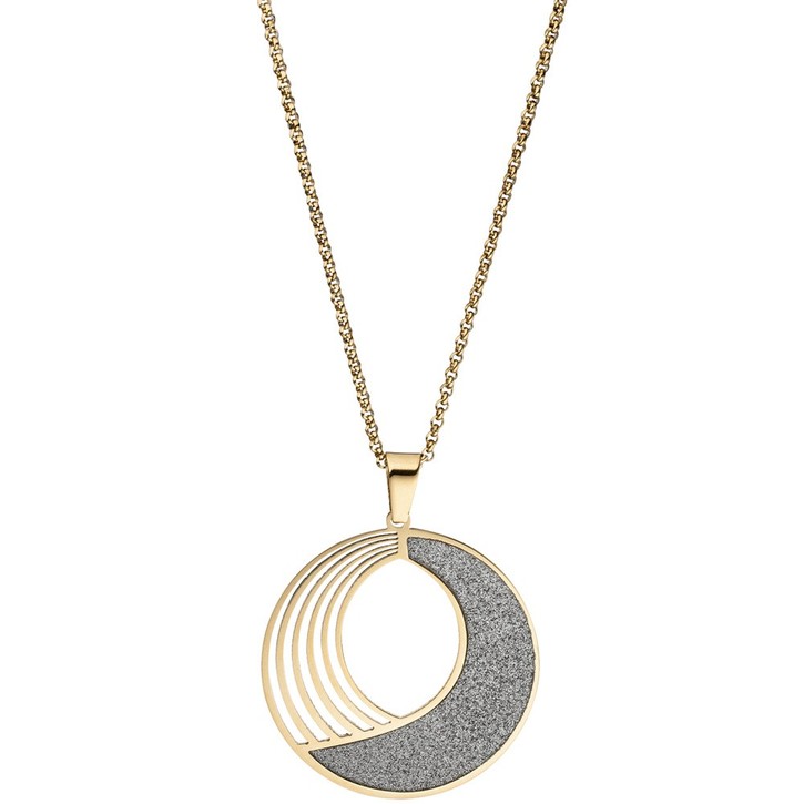 Kette mit Anhänger rund Edelstahl mit Glitzern 80cm