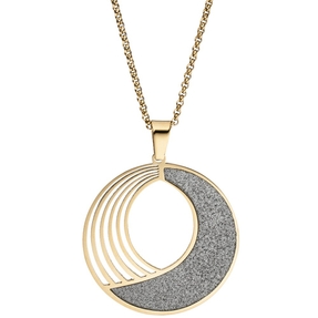 Collier Kette mit Anhänger rund Edelstahl mit Glitzern Glitzereffekt 80cm Collier Kette mit Anhänger rund Edelstahl mit Glitzern Glitzereffekt 80cm