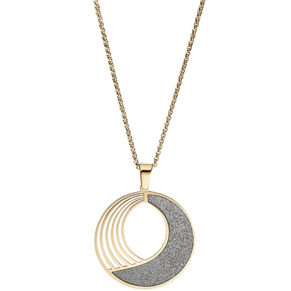 Kette mit Anhänger rund Edelstahl mit Glitzern 80cm