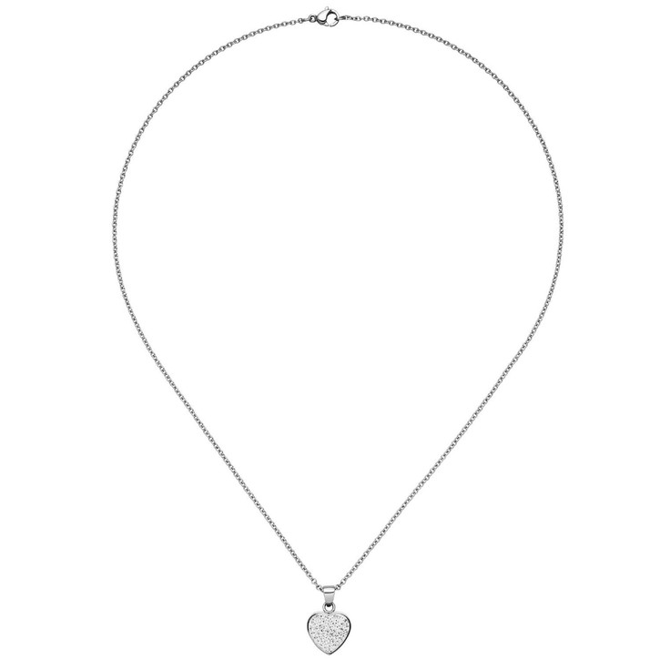 Kette mit Anhänger Herz Kristalle Edelstahl 45cm