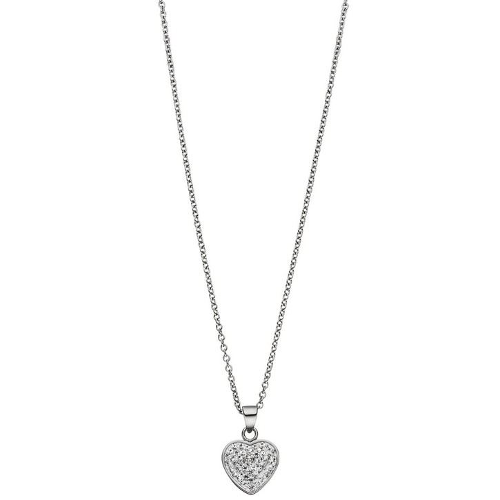 Kette mit Anhänger Herz Kristalle Edelstahl 45cm