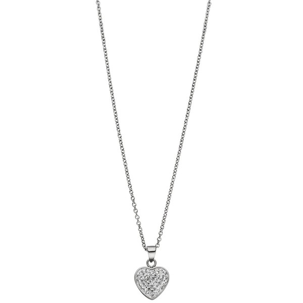 Kette mit Anhänger Herz Kristalle Edelstahl 45cm