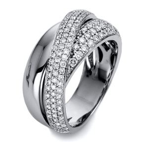 Ring aus 750 Gold Weißgold 143 Brillanten 1,18ct TW-SI B:10,2mm