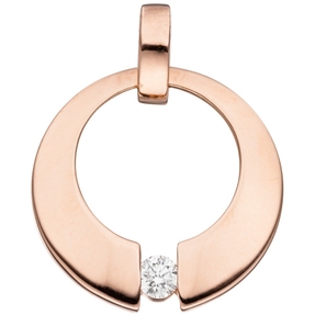 Anhänger mit Diamant Brillant 585 Gold Rotgold kreisförmig rund Halsschmuck Anhänger mit Diamant Brillant 585 Gold Rotgold kreisförmig rund Halsschmuck
