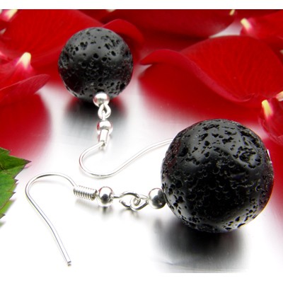 Ohrringe aus Lava und 925 Silber