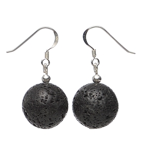 Ohrringe Ohrhänger aus echter Lava & 925 Silber schwarz Lavaohrringe Ohrschmuck für Damen