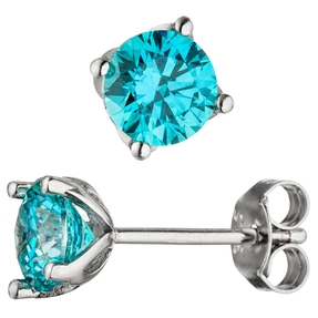 Paar Solitär Ohrstecker mit Zirkonia türkis hellblau blau 925 Silber Ohrringe Paar Solitär Ohrstecker mit Zirkonia türkis hellblau blau 925 Silber Ohrringe