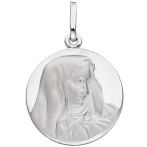 Anhänger Madonna rund aus echtem 925 Silber mattiert Silberanhänger Maria