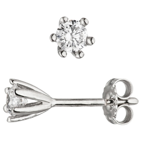 Paar Solitär Ohrstecker weiße Zirkonia 4,6mm 925 Silber Ohrschmuck für Damen Paar Solitär Ohrstecker weiße Zirkonia 4,6mm 925 Silber Ohrschmuck für Damen