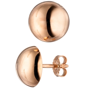 Ohrstecker Ohrringe Halbkugel rund glänzend 925 Silber Rotgold vergoldet