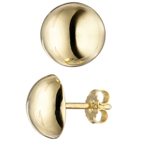 Ohrstecker Ohrringe Halbkugel rund glänzend 925 Silber Gelbgold vergoldet