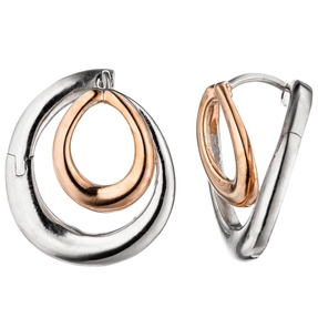 Ohrringe Creolen 17,5x15,9mm 925 Silber teilvergoldet bicolor Ohrschmuck Damen