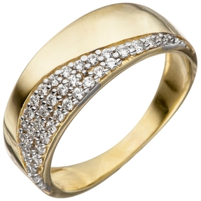 Ring Damenring mit Zirkonia weiß 333 Gold Gelbgold teilrhodiniert Fingerring