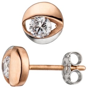 Ohrstecker Auge Augen Zirkonia weiß 333 Gold Rotgold teilrhodiniert Ohrschmuck Ohrstecker Auge Augen Zirkonia weiß 333 Gold Rotgold teilrhodiniert Ohrschmuck