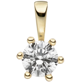 Solitär Anhänger mit Zirkonia weiß 333 Gold Gelbgold klassisch & schlicht Damen