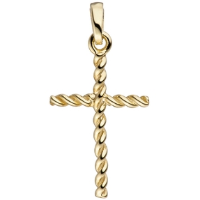 Anhänger Kreuz 19,3x11,6mm Goldkreuz schmal Stäbchen Spirale 333 Gold Gelbgold