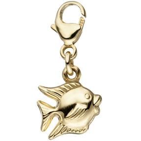 Einhänger Charm Anhänger Goldcharm Fisch Goldfisch Fischlein 333 Gold Gelbgold