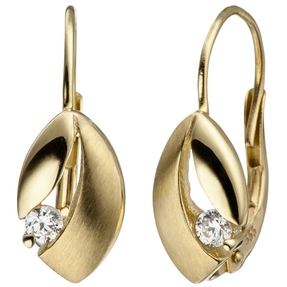 Boutons Ohrringe Ohrhänger weiße Zirkonia spitzoval matt 333 Gold Gelbgold Boutons Ohrringe Ohrhänger weiße Zirkonia spitzoval matt 333 Gold Gelbgold
