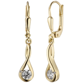 Ohrhänger Ohrringe Brisur weiße Zirkonia 333 Gold Gelbgold Ohrschmuck für Damen Ohrhänger Ohrringe Brisur weiße Zirkonia 333 Gold Gelbgold Ohrschmuck für Damen