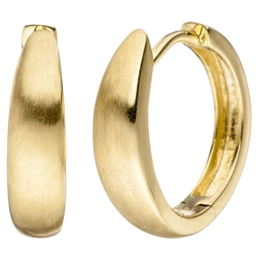 Ohrringe Creolen 14,9x4mm aus 333 Gold Gelbgold mattiert Ohrschmuck für Damen