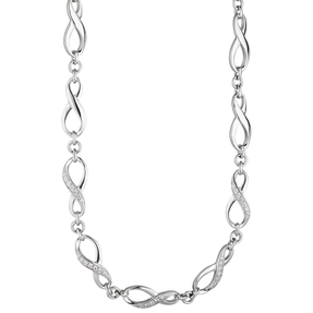 Kette Collier Halskette Unendlichkeit Zeichen 925 Silber mit Zirkonia 48cm Damen